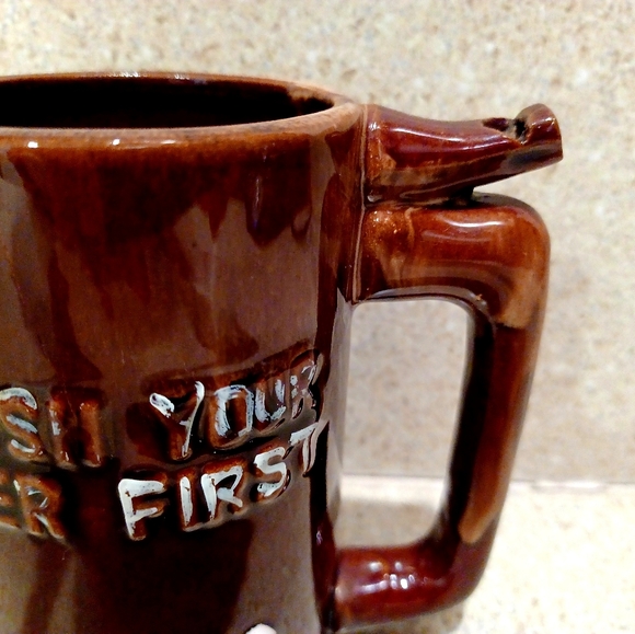 Vintage Beer Mug with Whistle "Finish Your Beer First" - Picture 3 of 6